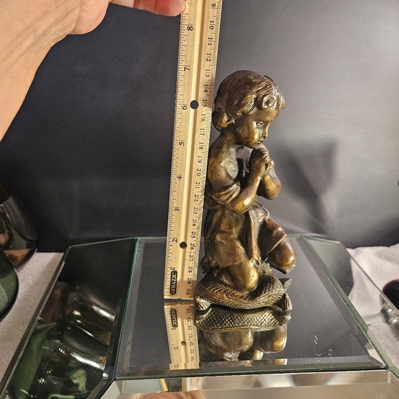 Italian Gilt Bronze Cherub, 1860's Antique Sculpture Very Heavy - Picture 15 of 16